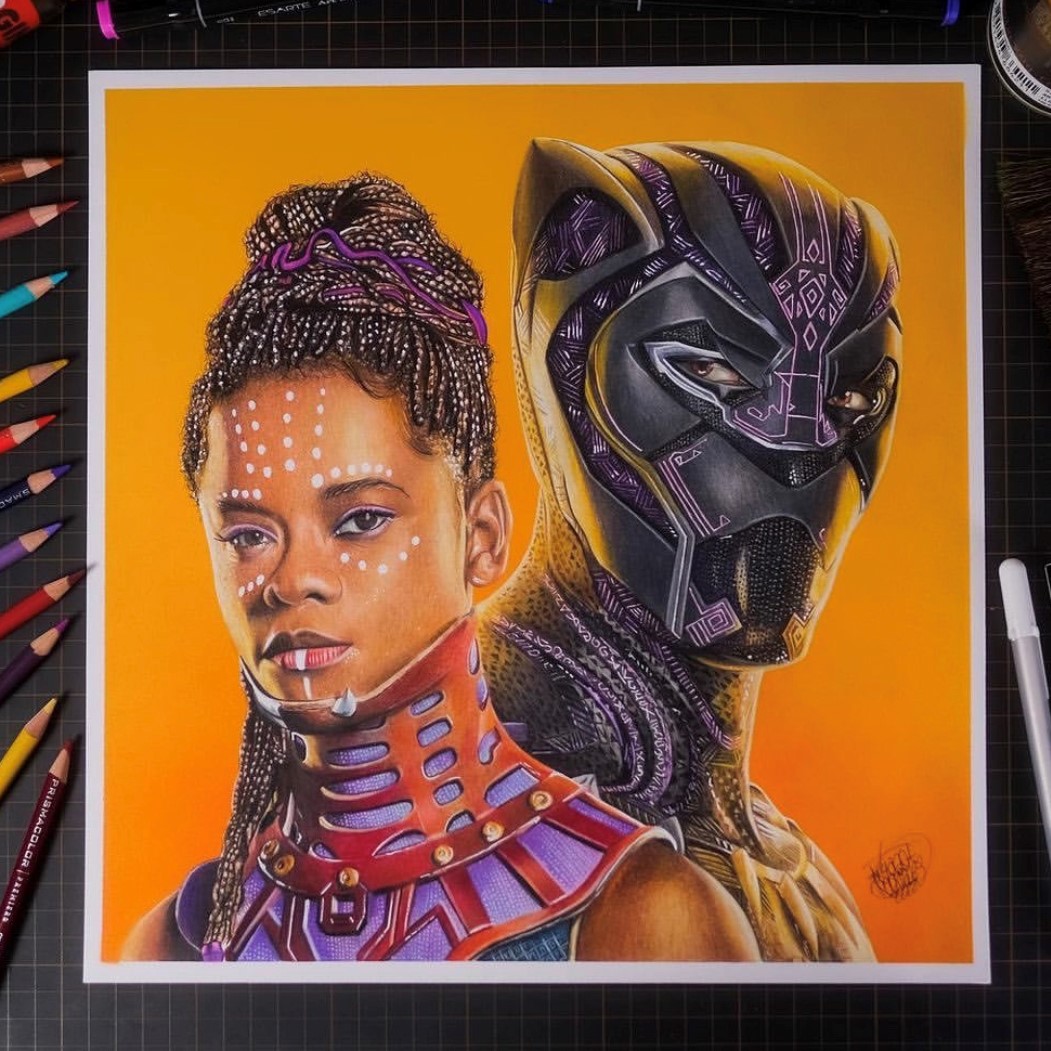 Desenho colorido realista com lápis de cor